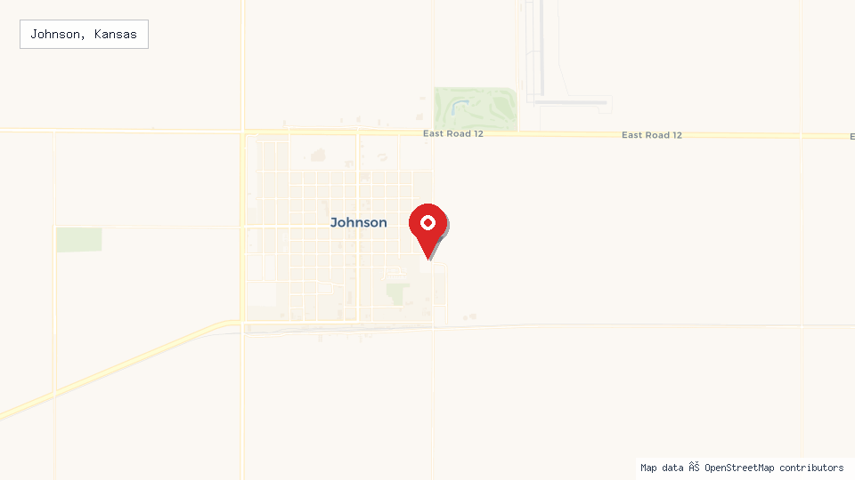 Street map of Johnson, Kansas with location pin