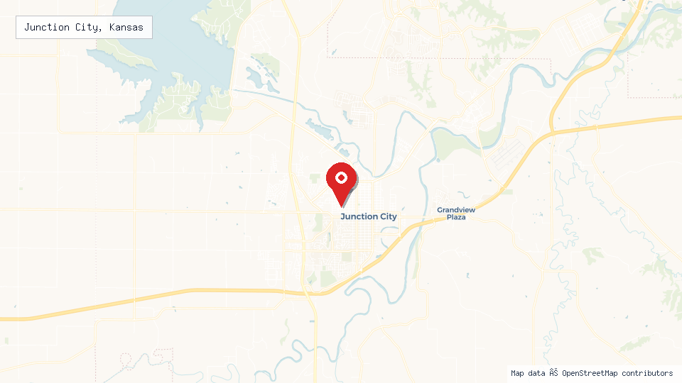 Street map of Junction City, Kansas with location pin