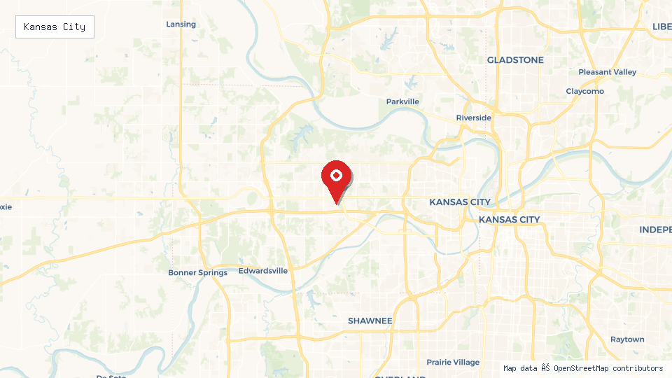 Street map of Kansas City with location pin