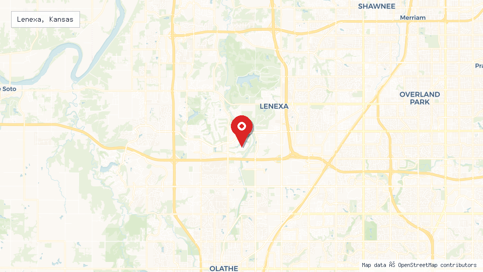 Street map of Lenexa, Kansas with location pin