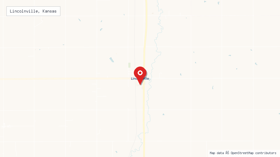 Street map of Lincolnville, Kansas with location pin