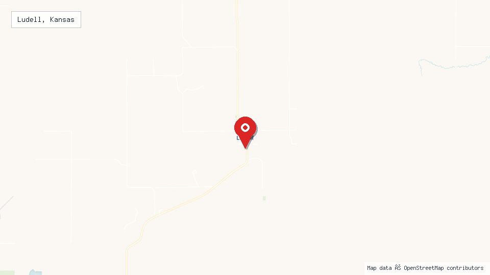 Street map of Ludell, Kansas with location pin