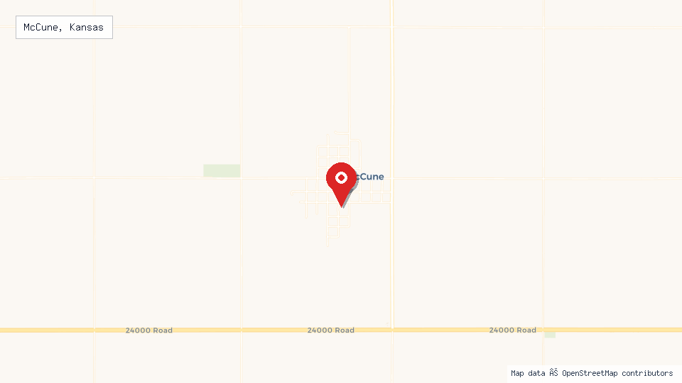 Street map of McCune, Kansas with location pin