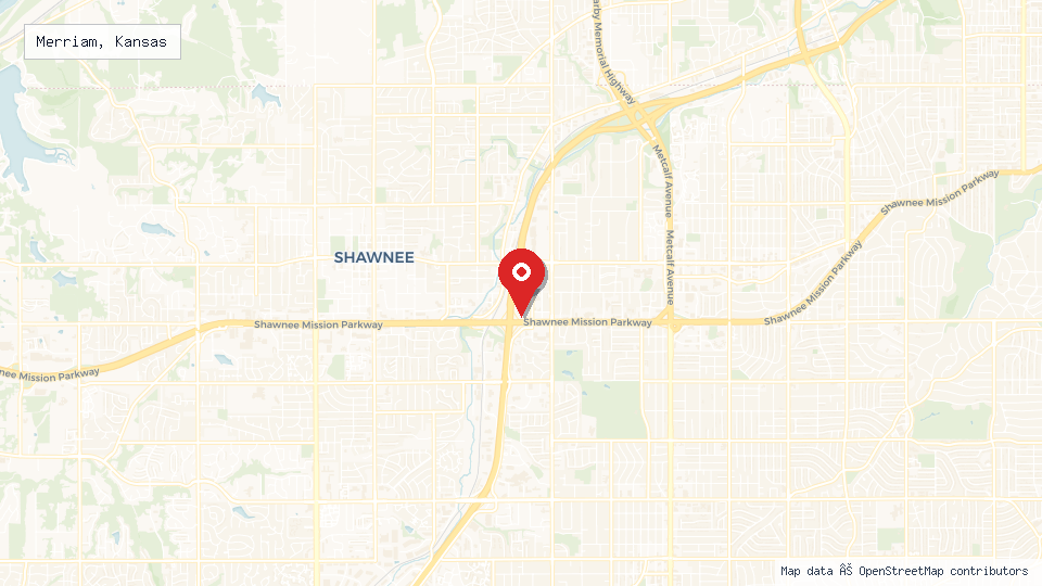 Street map of Merriam, Kansas with location pin