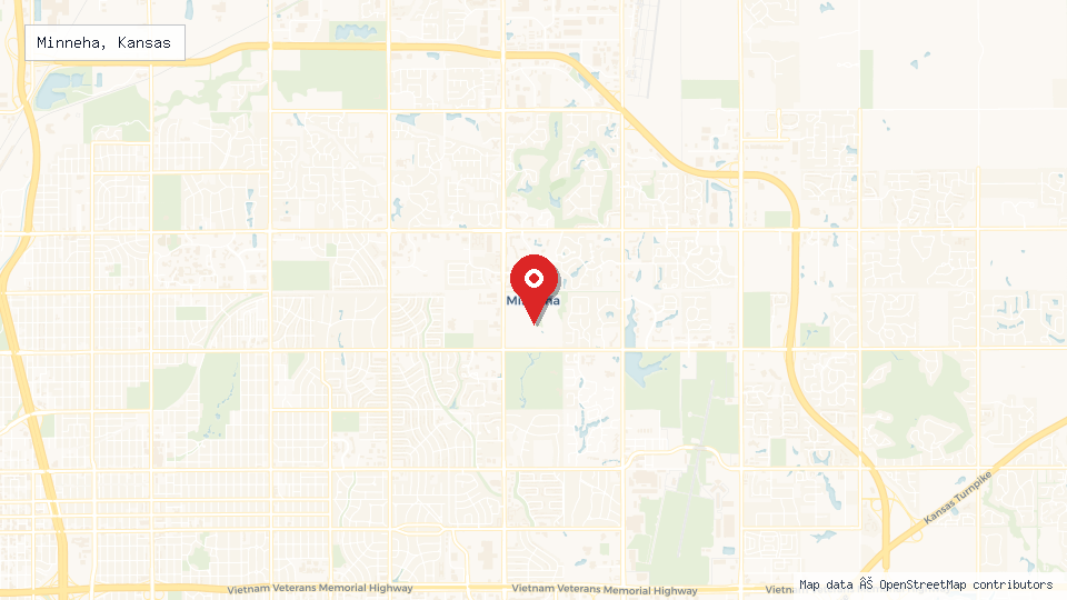 Street map of Minneha, Kansas with location pin