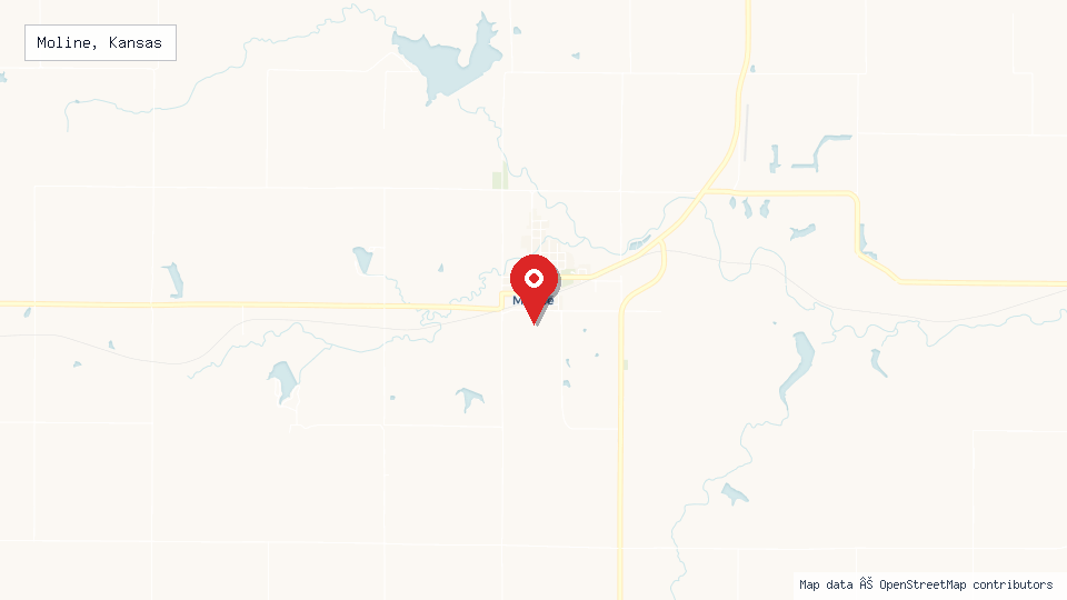 Street map of Moline, Kansas with location pin
