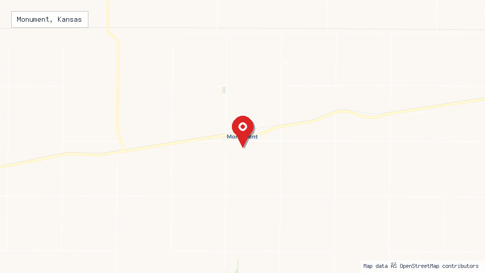 Street map of Monument, Kansas with location pin