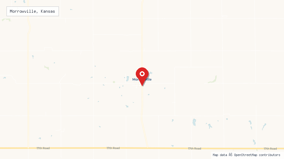 Street map of Morrowville, Kansas with location pin