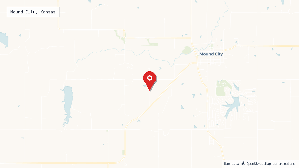 Street map of Mound City, Kansas with location pin