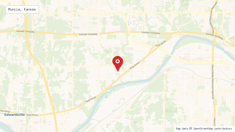 Street map of Muncie, Kansas with location pin