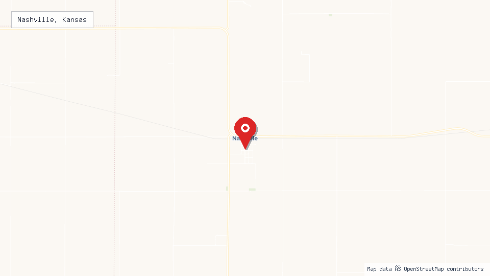 Street map of Nashville, Kansas with location pin
