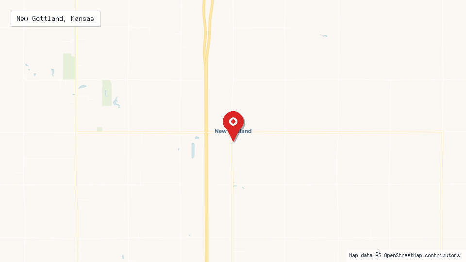 Street map of New Gottland, Kansas with location pin
