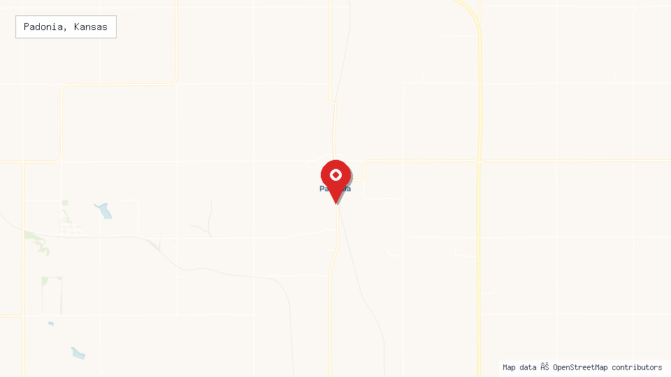 Street map of Padonia, Kansas with location pin