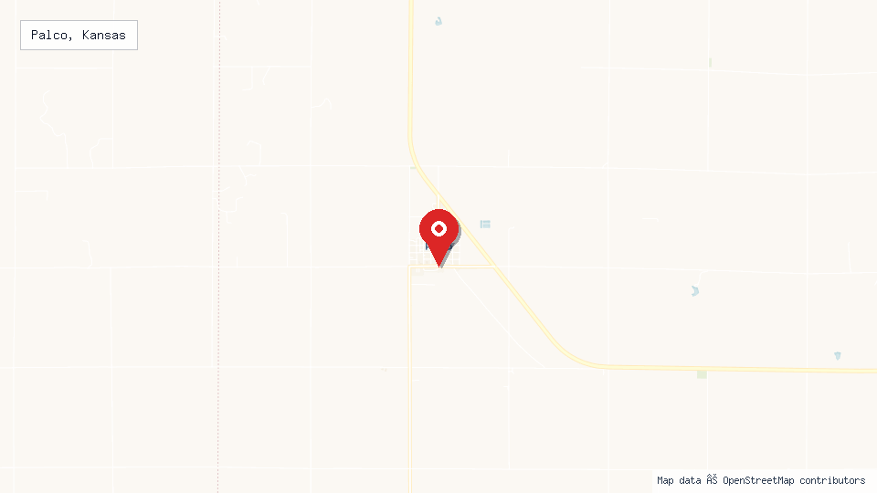 Street map of Palco, Kansas with location pin