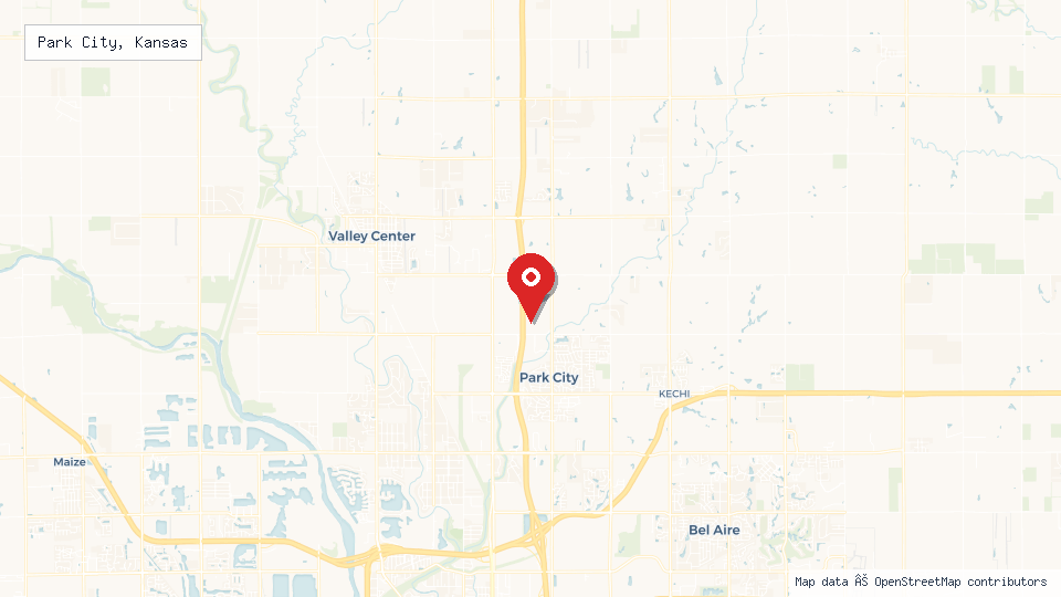 Street map of Park City, Kansas with location pin