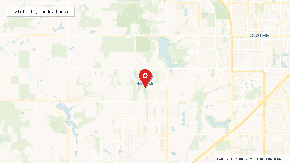 Street map of Prairie Highlands, Kansas with location pin