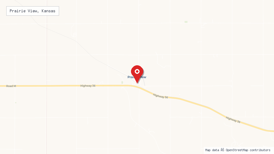 Street map of Prairie View, Kansas with location pin