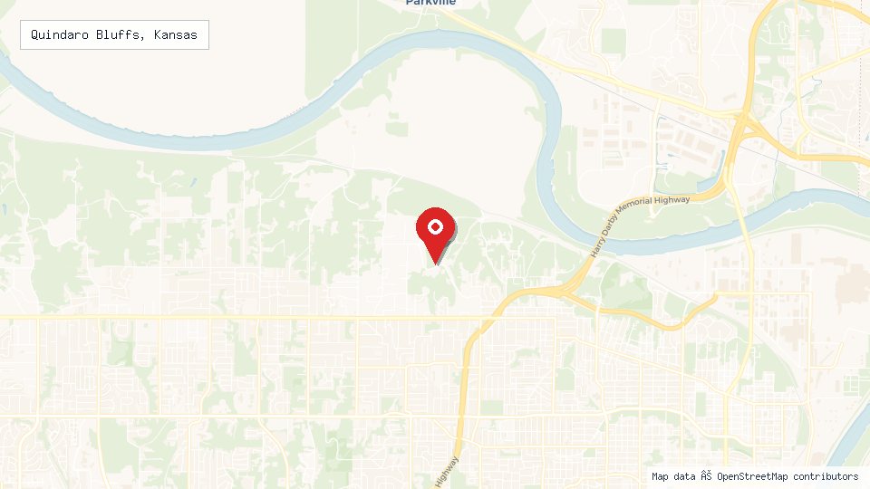 Street map of Quindaro Bluffs, Kansas with location pin