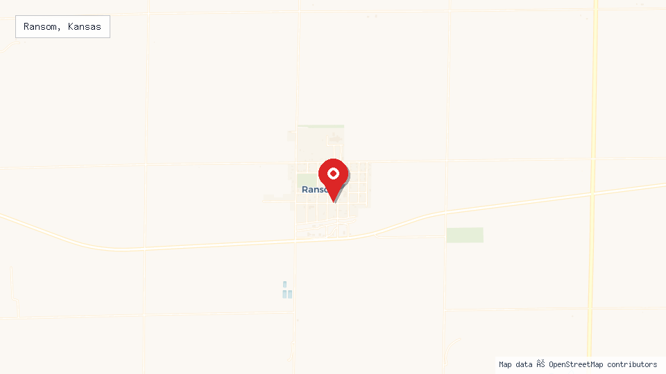 Street map of Ransom, Kansas with location pin