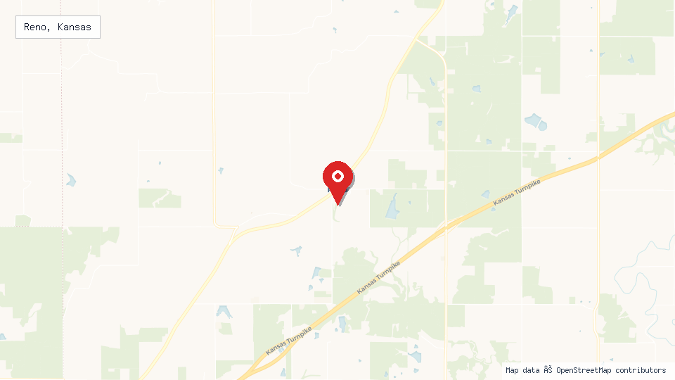 Street map of Reno, Kansas with location pin