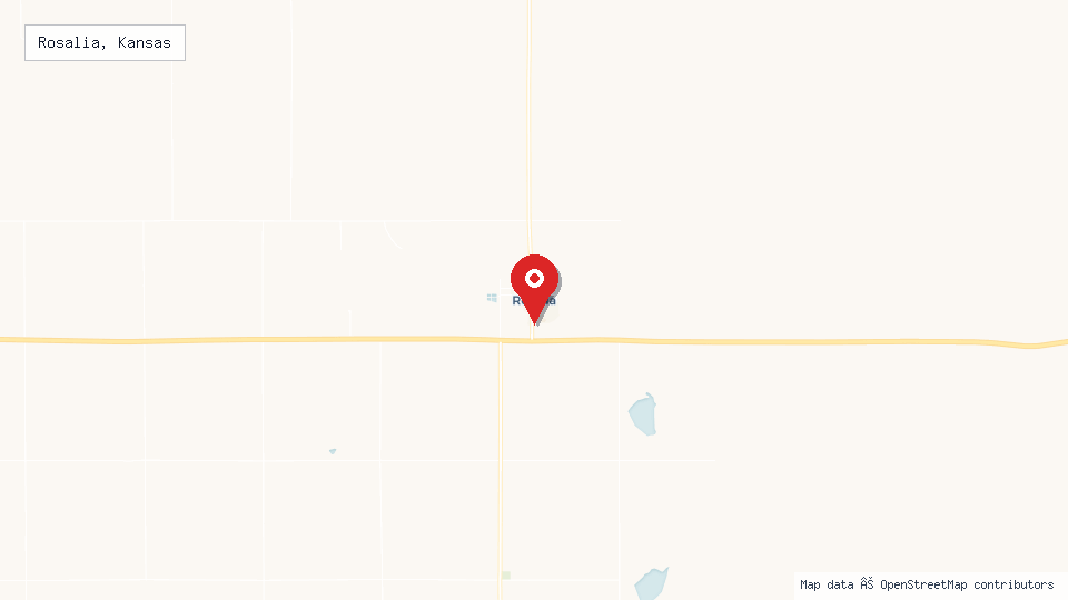 Street map of Rosalia, Kansas with location pin