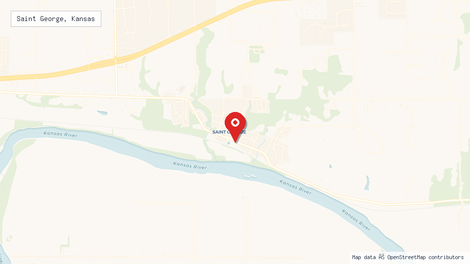 Street map of Saint George, Kansas with location pin