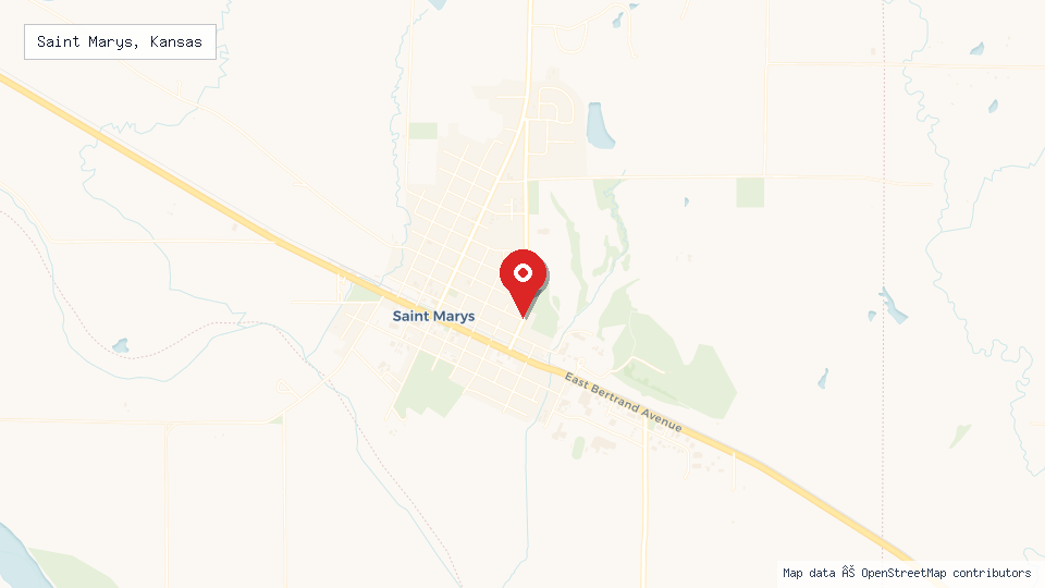 Street map of Saint Marys, Kansas with location pin