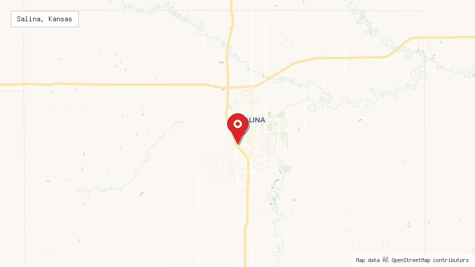 Street map of Salina, Kansas with location pin