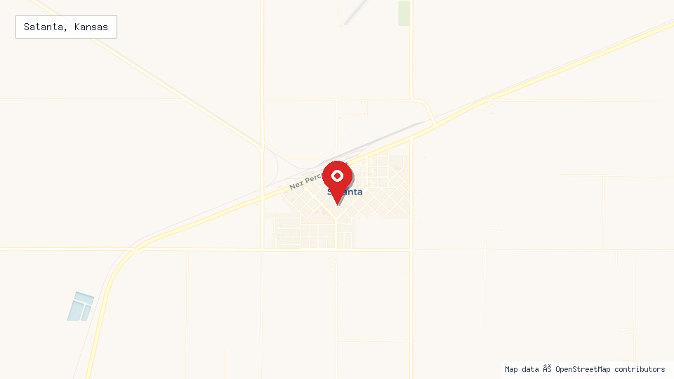 Street map of Satanta, Kansas with location pin