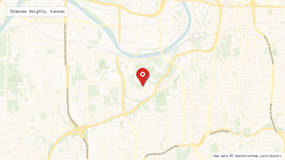 Street map of Shawnee Heights, Kansas with location pin