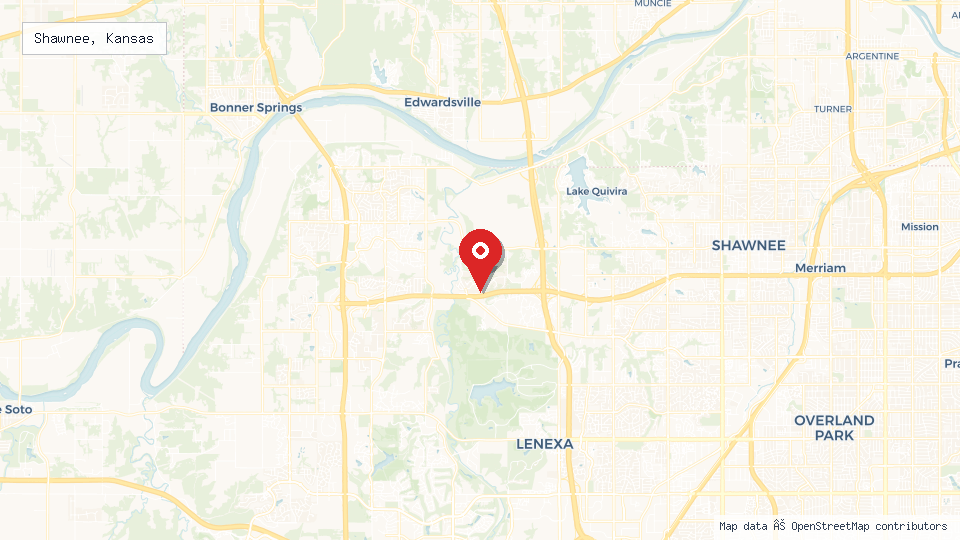 Street map of Shawnee, Kansas with location pin