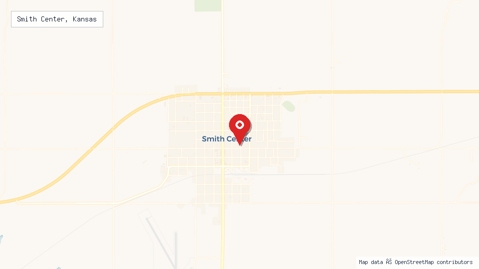 Street map of Smith Center, Kansas with location pin