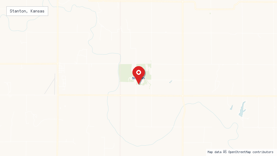 Street map of Stanton, Kansas with location pin