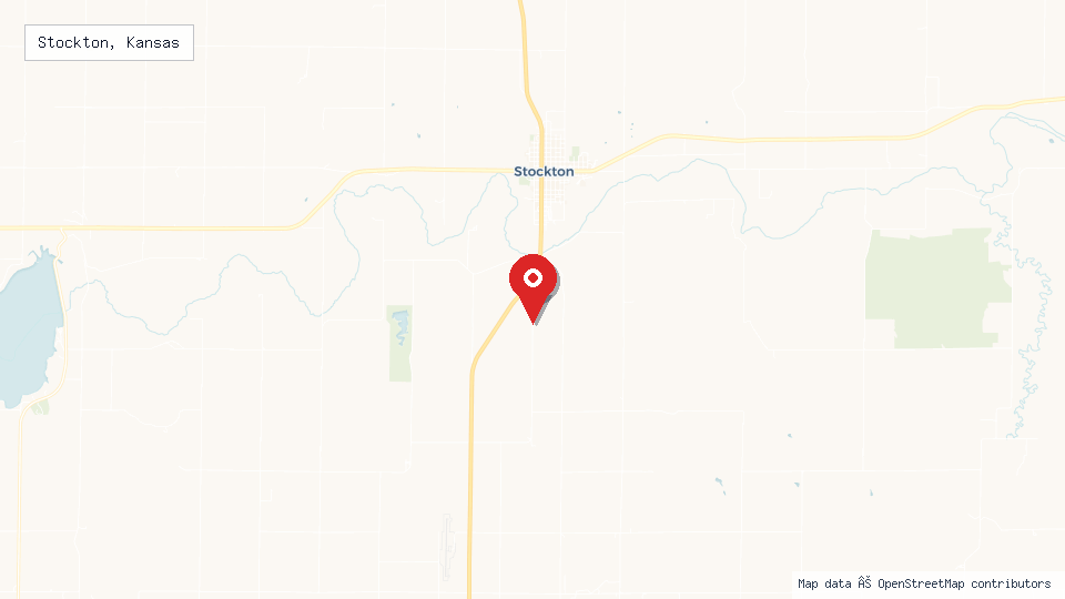 Street map of Stockton, Kansas with location pin