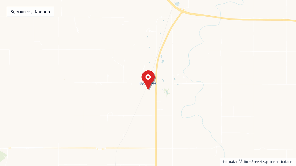 Street map of Sycamore, Kansas with location pin