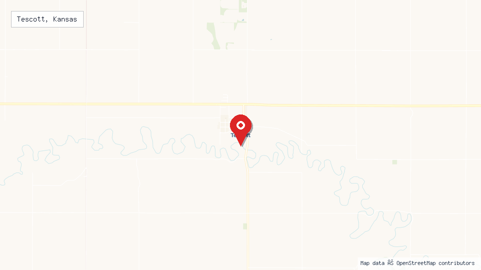 Street map of Tescott, Kansas with location pin