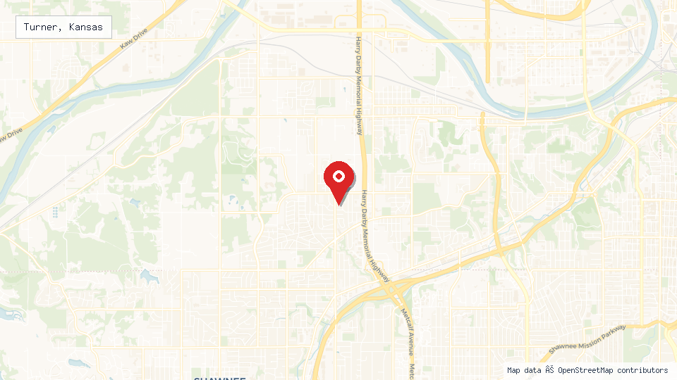 Street map of Turner, Kansas with location pin