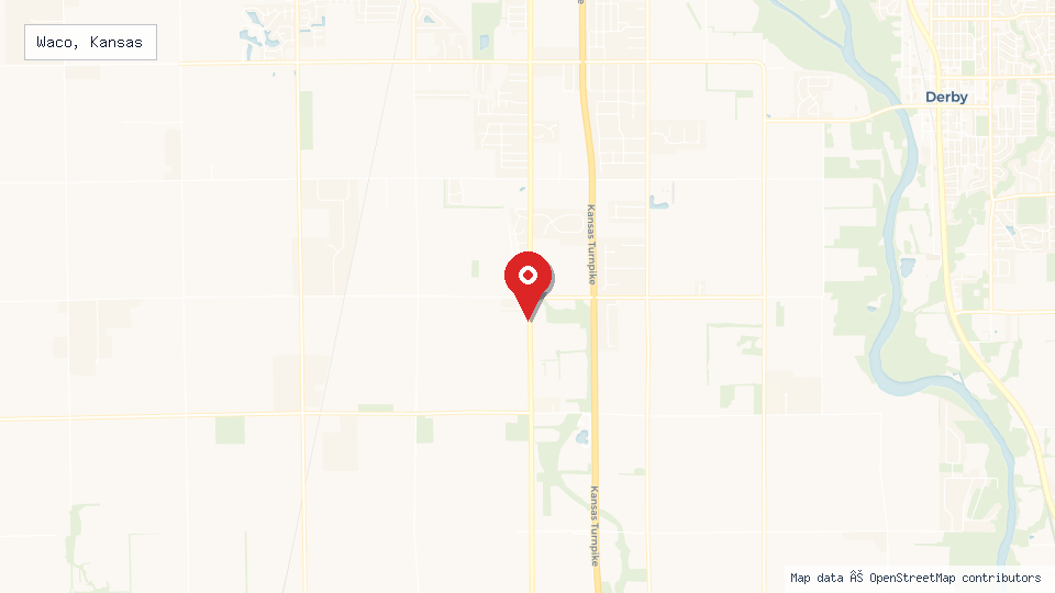 Street map of Waco, Kansas with location pin