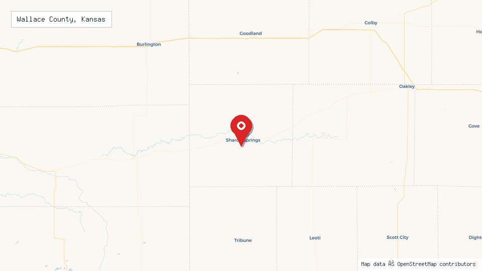 Street map of Wallace County, Kansas with location pin