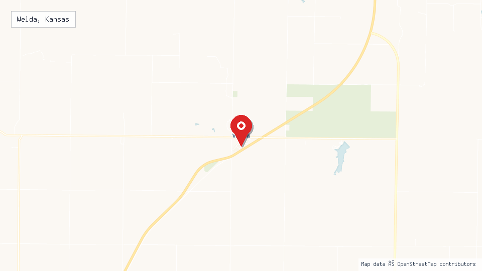 Street map of Welda, Kansas with location pin