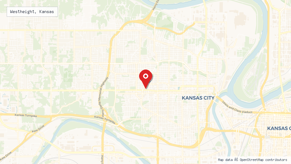 Street map of Westheight, Kansas with location pin