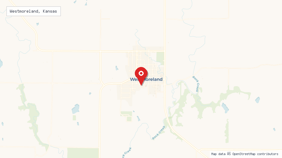 Street map of Westmoreland, Kansas with location pin