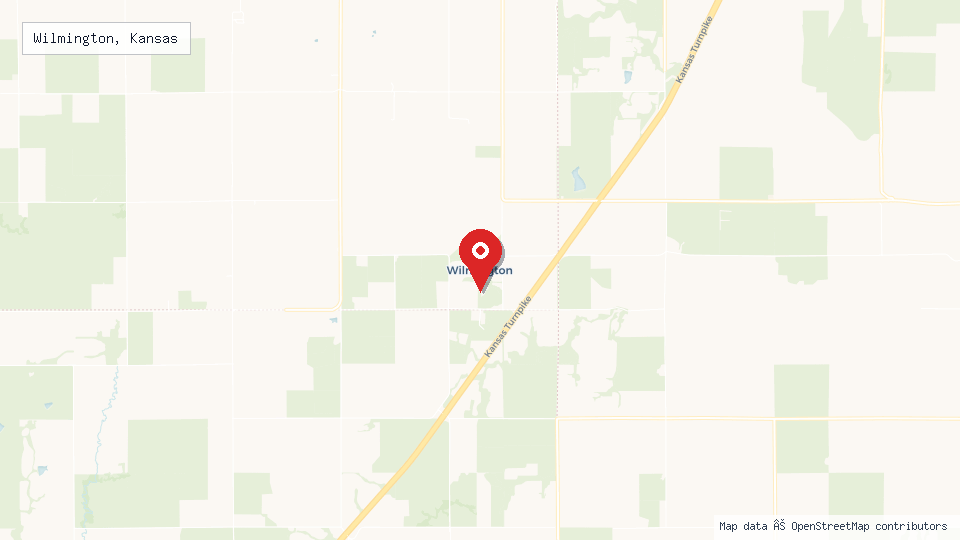 Street map of Wilmington, Kansas with location pin