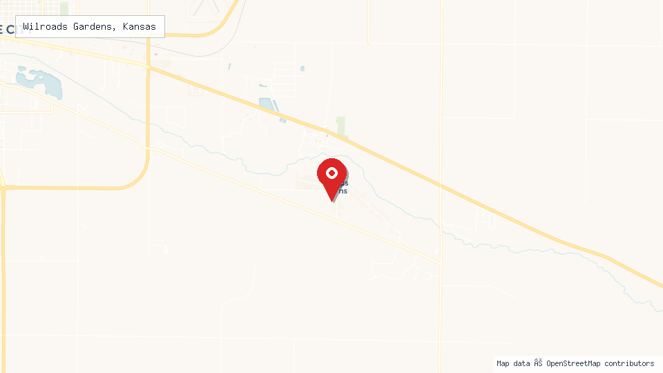 Street map of Wilroads Gardens, Kansas with location pin