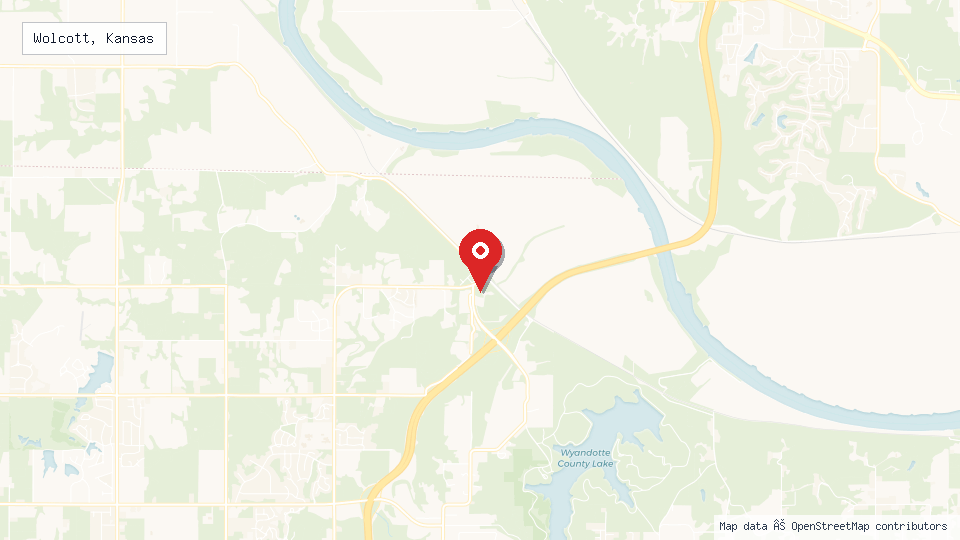 Street map of Wolcott, Kansas with location pin