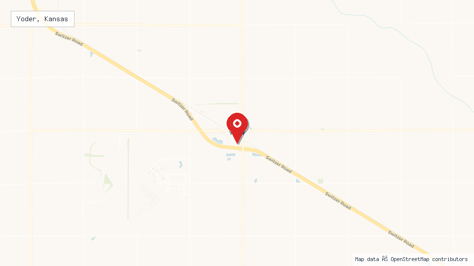 Street map of Yoder, Kansas with location pin