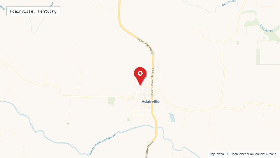 Street map of Adairville, Kentucky with location pin