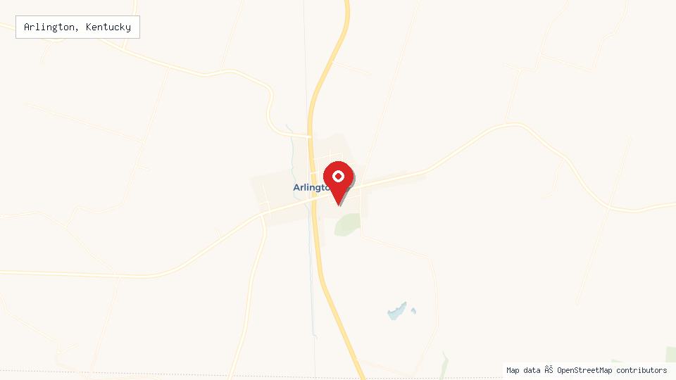 Street map of Arlington, Kentucky with location pin