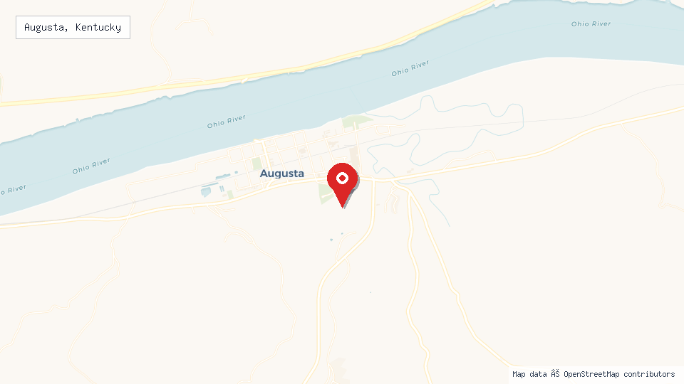 Street map of Augusta, Kentucky with location pin