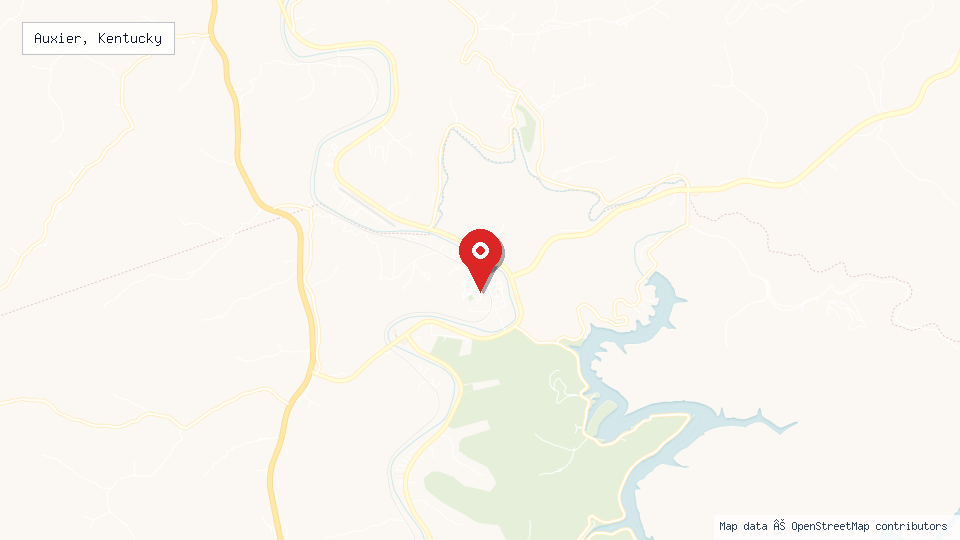 Street map of Auxier, Kentucky with location pin